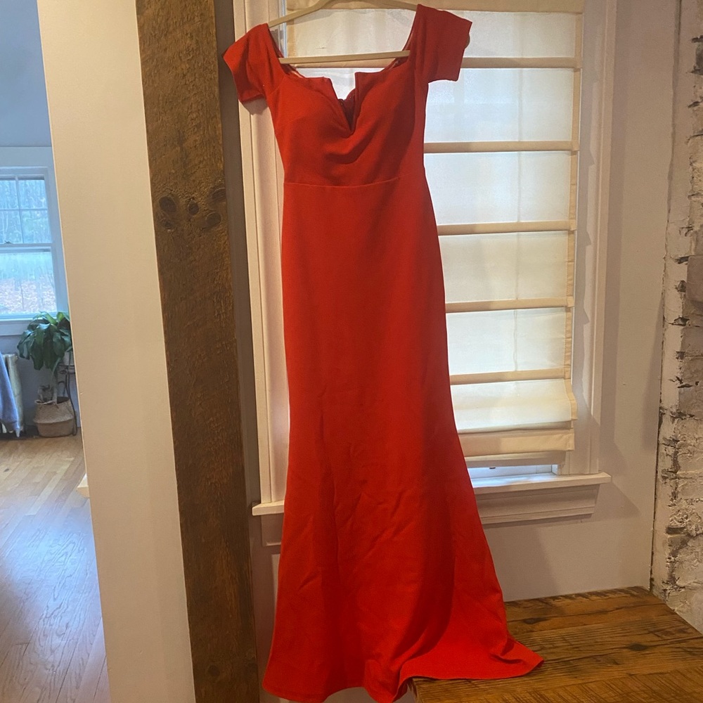Red lulus floor dress.